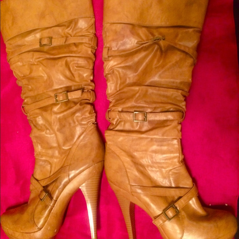 CAMEL knee platform high heel boots